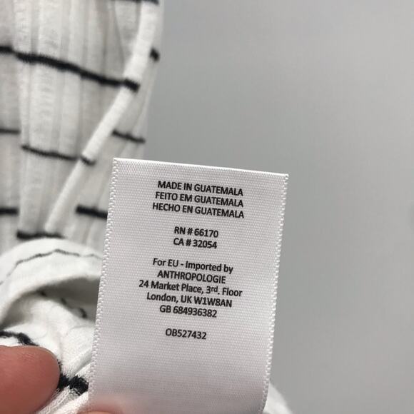 Anthropologie Postmark Top Womens Small Black White Stripe Ribbed Short Sleeve - Picture 5 of 9